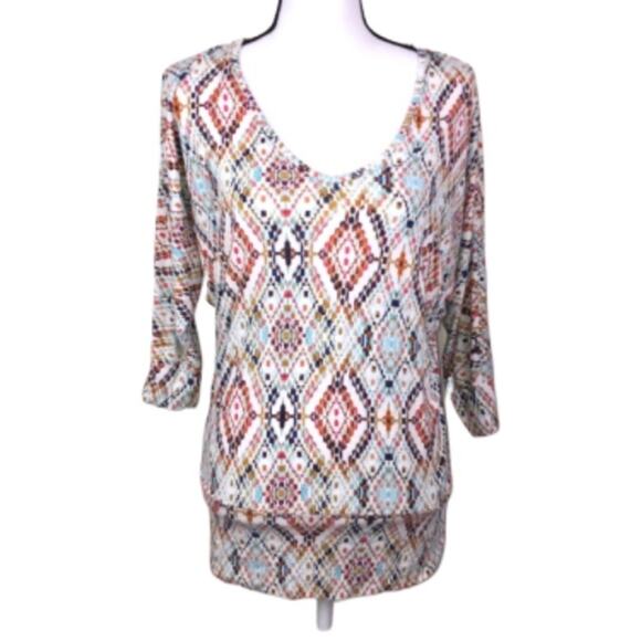 Market Spruce  Diamond V Neck tunic  3/4 Sleeves Stitch Fix size Medium - Picture 11 of 12